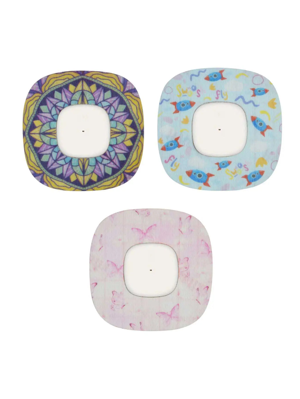 Parches adhesivos infantiles para Simplera Sync, diseños de mandala, mariposas y cohetes