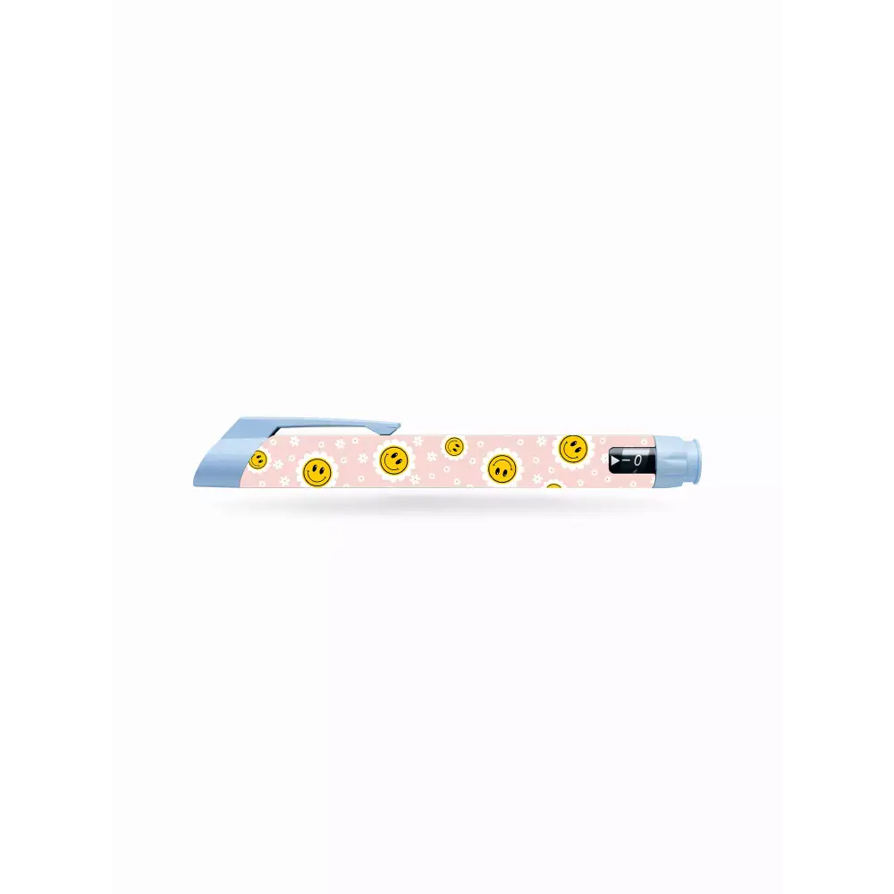 Stickers for JuniorSTAR Insulin Pen - Y2K Collection with retro smiley design.