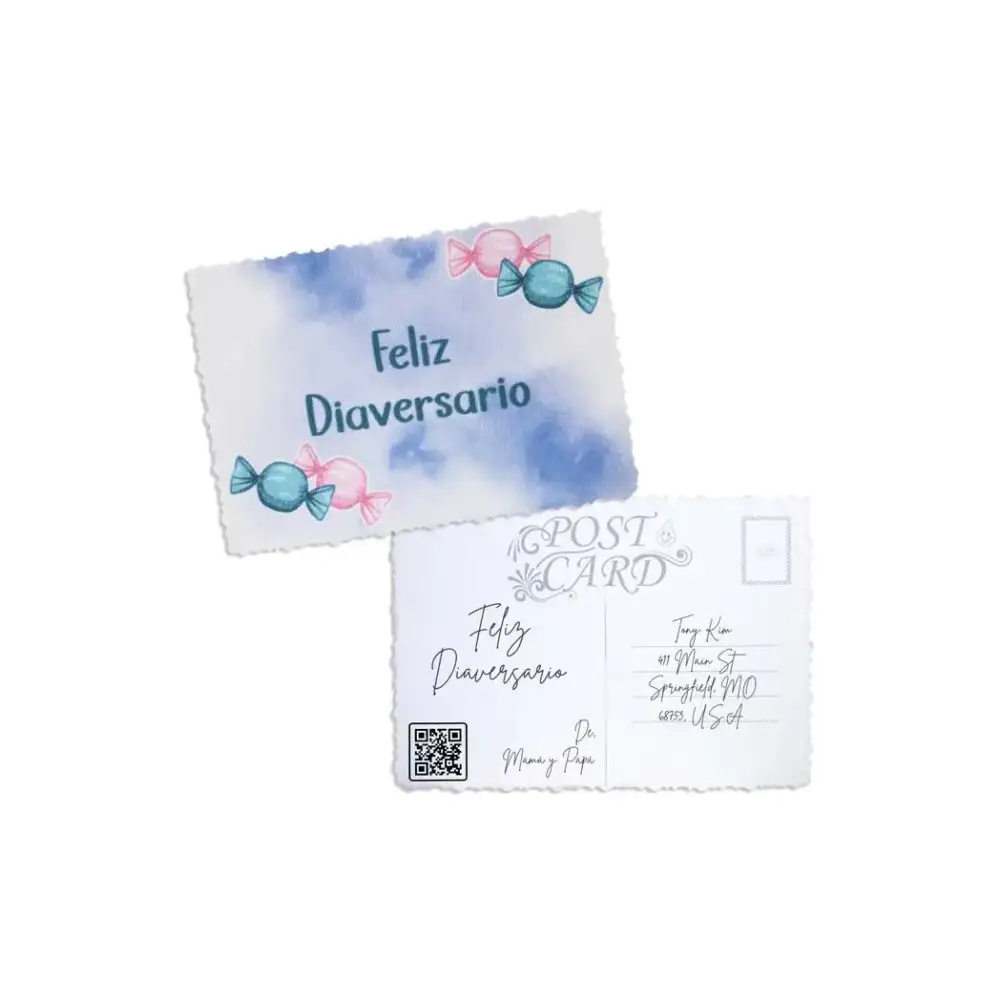 Empowering Diaversary Postcards with vibrant design and envelope, ideal for diabetes milestone celebrations.