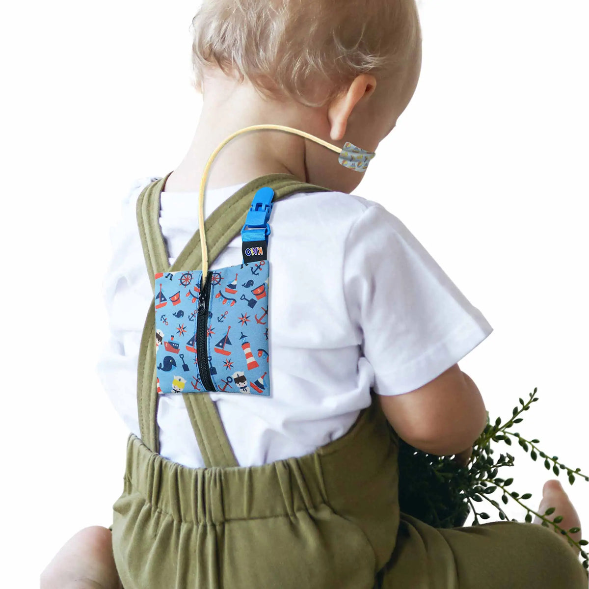 medical tube pouch kids blue boat print worn with tubing storage pouch for secure and organized medical tubing