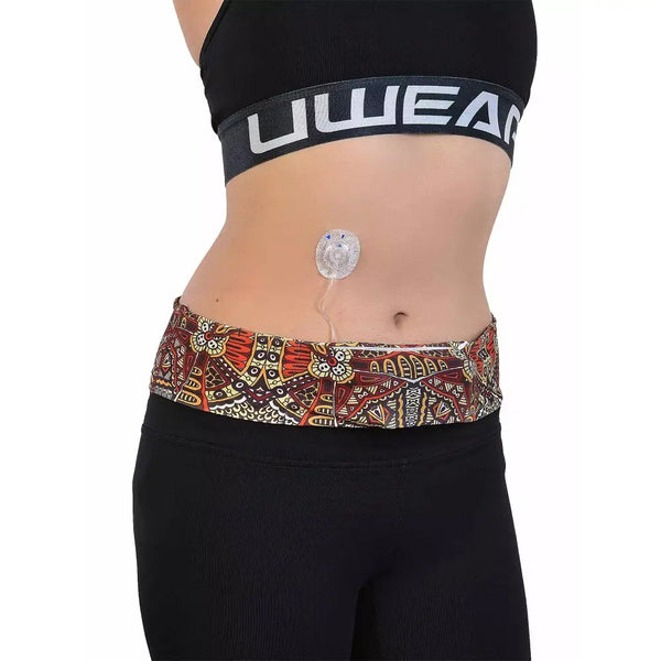 Colorful insulin pump waist belt for diabetes management.