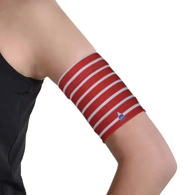 Blood Glucose Sensor Armband for Children with Trendy Prints in Red and White Stripes