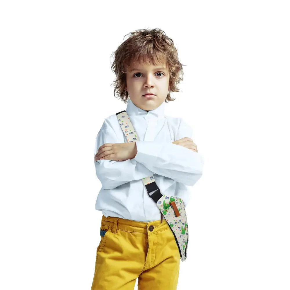 Child wearing a shoulder bag with cooling system designed for active diabetic children to carry insulin and daily essentials