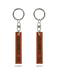 type 1 diabetes wooden keychain simple design accessory for keys promoting diabetes awareness
