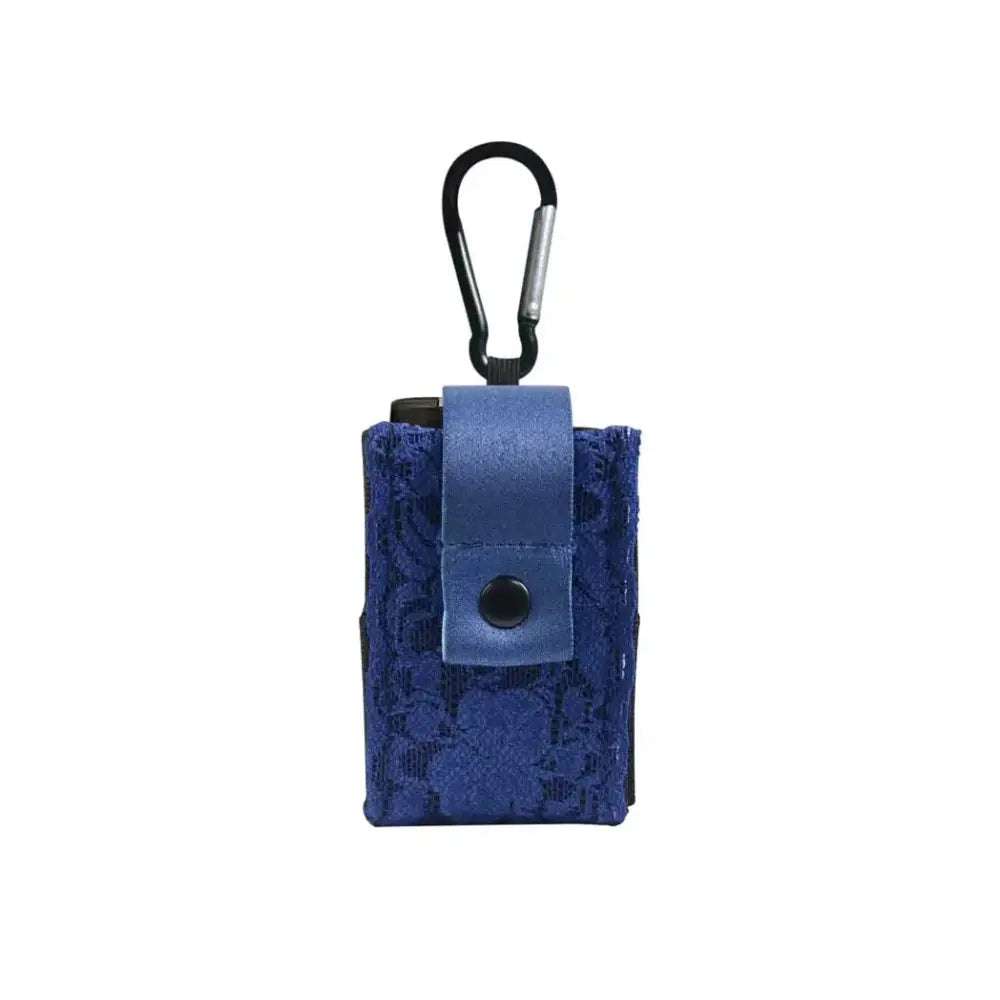 Lace insulin pump pouch with carabiner, designed for versatile attachment and discretion.