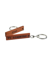 type 1 diabetes wooden keychain awareness message engraved wood key holder for daily use and advocacy